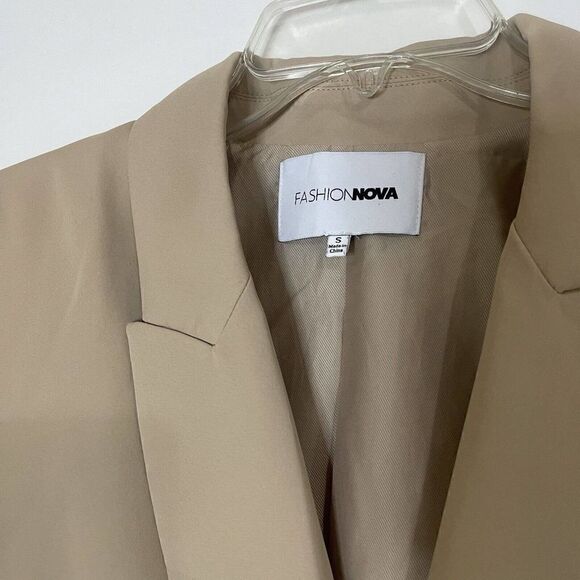 FASHIONNOVA Tan oversized lightweight blazer jacket size Small - Picture 2 of 4